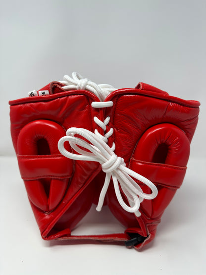 CASQUE POMMETTES - EN CUIR - ROUGE
