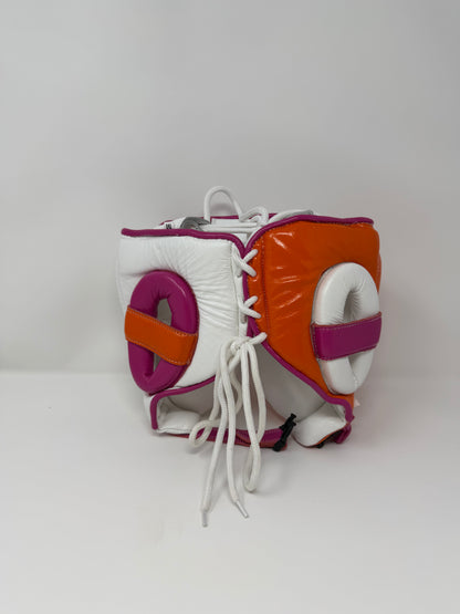 CASQUE POMMETTES - EN CUIR - Violet/Orange/Blanc