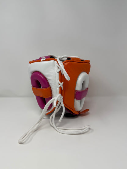 CASQUE À BARRE - EN CUIR - Violet/Orange/Blanc