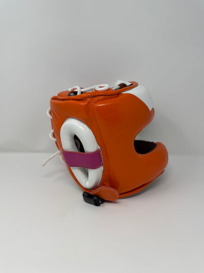 CASQUE À BARRE - EN CUIR - Violet/Orange/Blanc