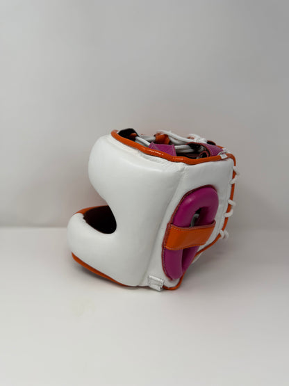 CASQUE À BARRE - EN CUIR - Violet/Orange/Blanc